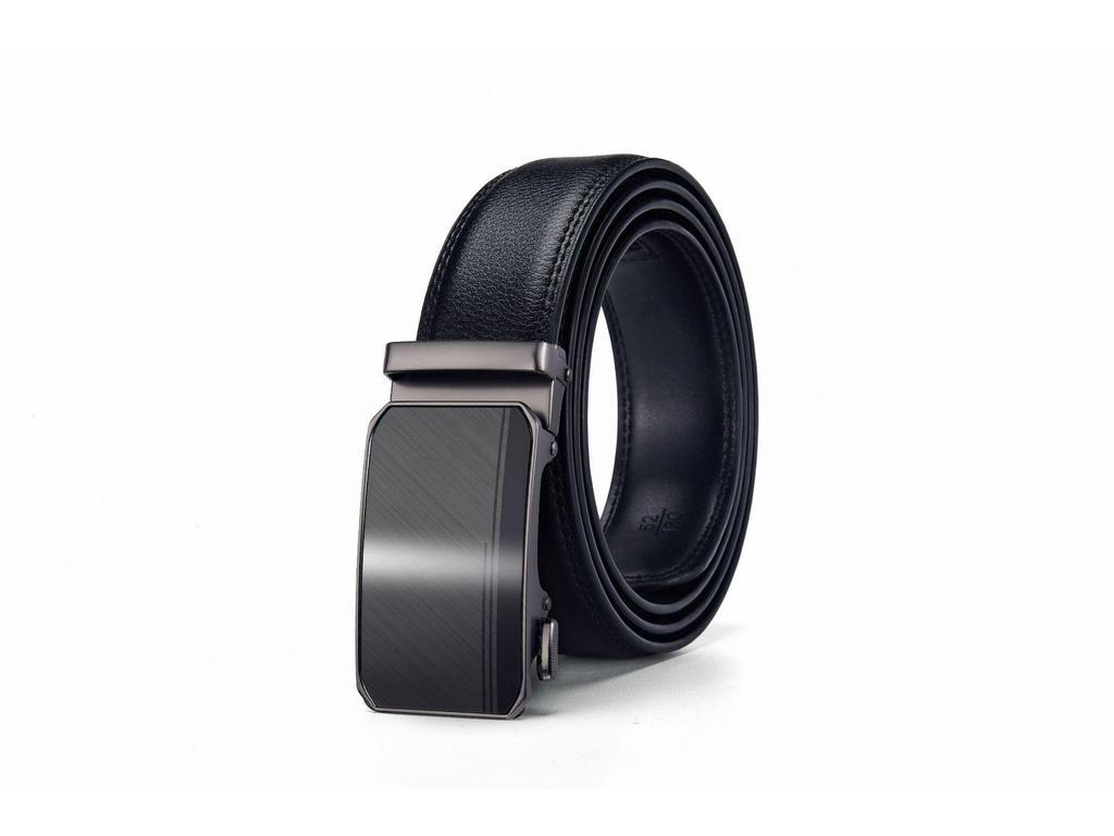 Мужской кожаный ремень - Повседневный деловой стиль с гладкой автоматической пряжкой из сплава