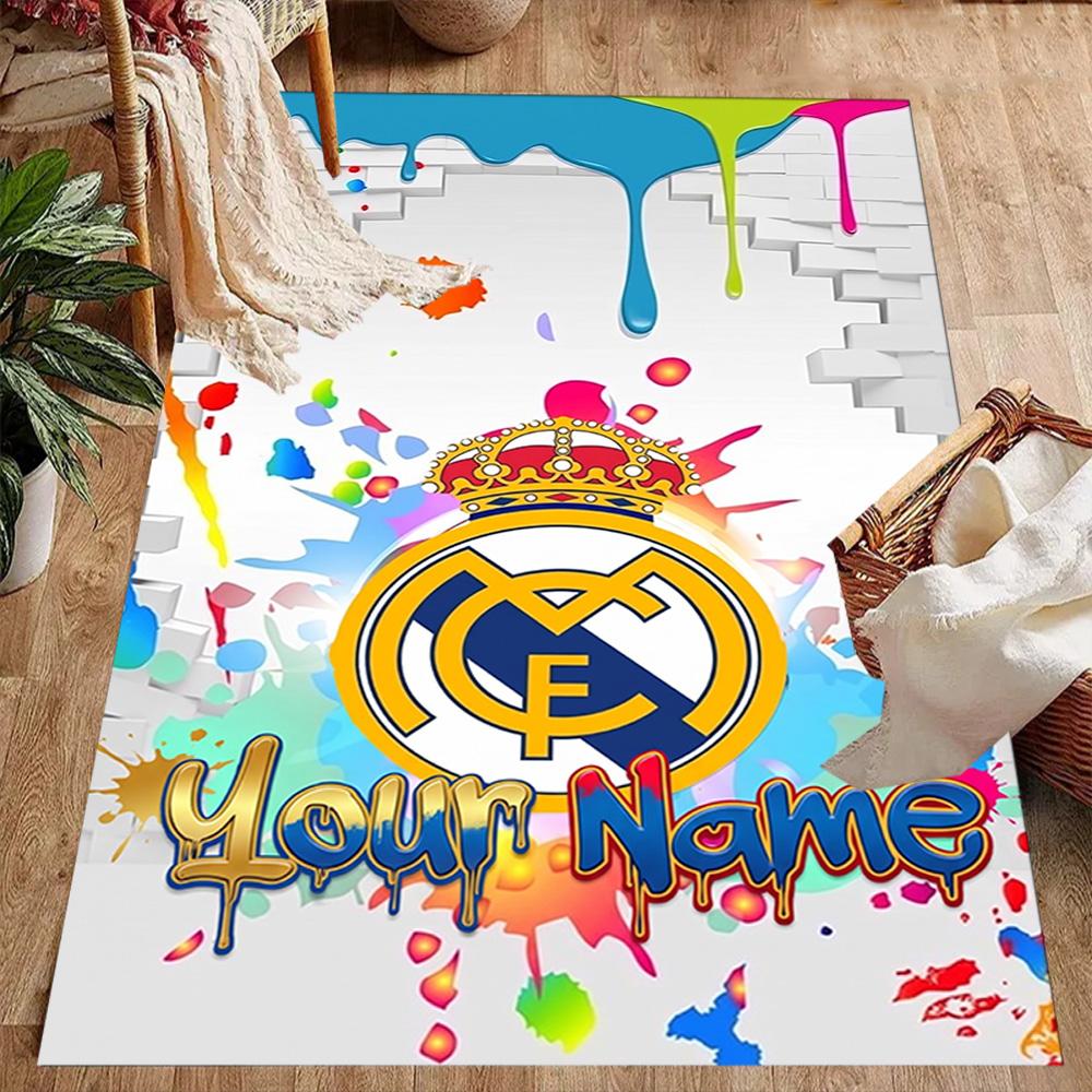 Real Madrid Club Customized Name Floor Mat Design for Playrooms Kitchen Study room Foyer Anti-slip Rug Anime Office Decor