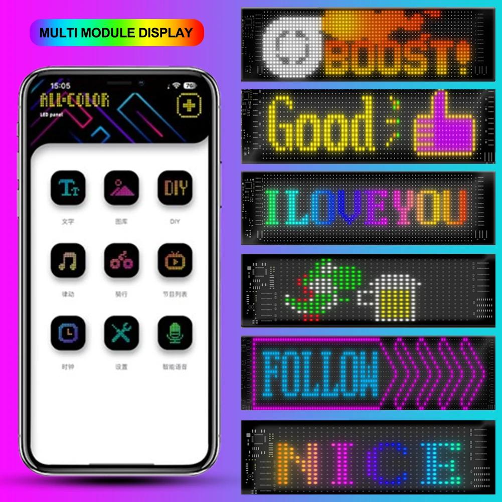 Автомобильная светодиодная пиксельная панель, управление через приложение, пульт дистанционного управления, мягкое складное освещение, графитти, бегущая строка, рекламный экран на лобовое стекло