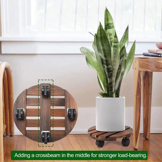 Деревянная подставка для растений на колесах с грузоподъемностью 40 кг, многофункциональная подставка для цветочных горшков с фиксируемыми на 360° роликами