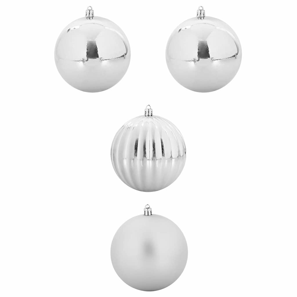 XXL Christmas Ornament Set 4 pcs Silver Plastic