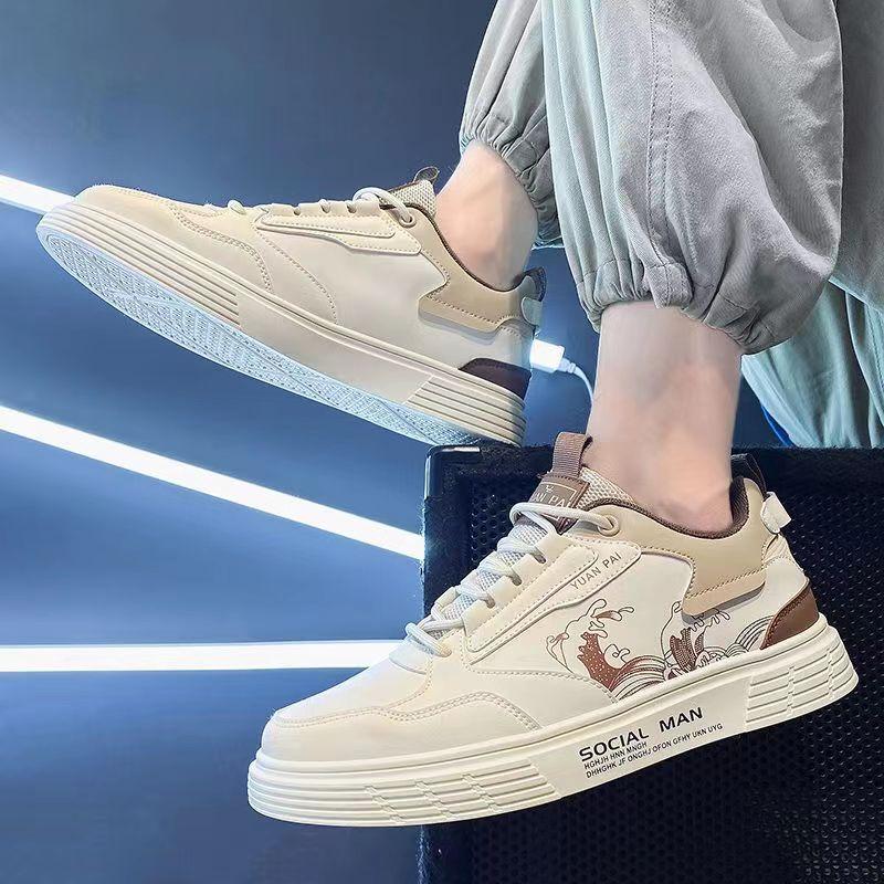 Men'S Shoes Korean Version Trend Versatile Light Sports Shoes Men'S Fashion Trendy Shoes Breathable Casual Light White Board Shoes