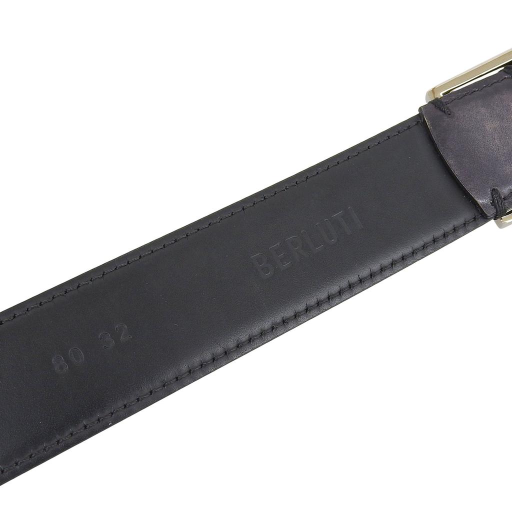 Отличный ремень BERLUTI каллиграфия Темно-коричневый черный кожаный мужской Б/у