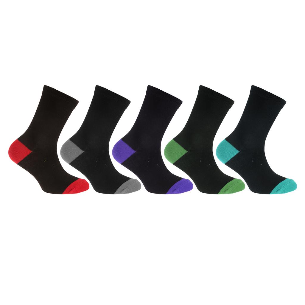Street Essentials Childrens Boys Contrast Heel And Toe Socks (Pack Of 5)