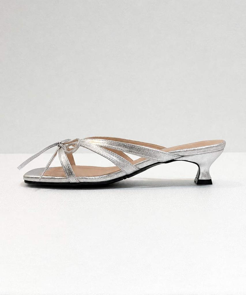 Circle Cross Ribbon Mule Sandals (Silver)