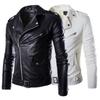 Men Tops Designer PU Leather Biker Jacket Motorcycle Coat Zip Up Outwear