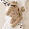 2-Piece Suit For Winter Children's Jumpsuit Hooded Trousers Plush Animal Shape Suitable For Children Under 5 Years Old