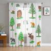 Cute Forest Animals Chiffon Sheer Curtains For Living Room Bedroom Decoration Window Tulle Curtains Drapes