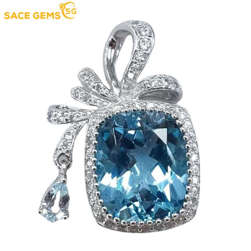 Sace Gems Ожерелье с подвеской из топаза из стерлингового серебра 925 пробы 10*12 мм для женщин