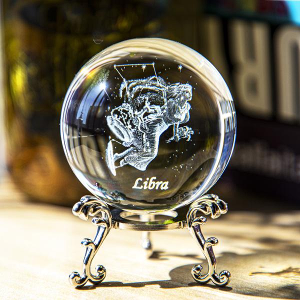H & D 3D Созвездие Хрустальный Шар Сфера Дисплей Стекло Пресс-папье Волшебный Шар Исцеляющий Хрустальный Шар С Подставкой Для Креативного Подарка На День Рождения
