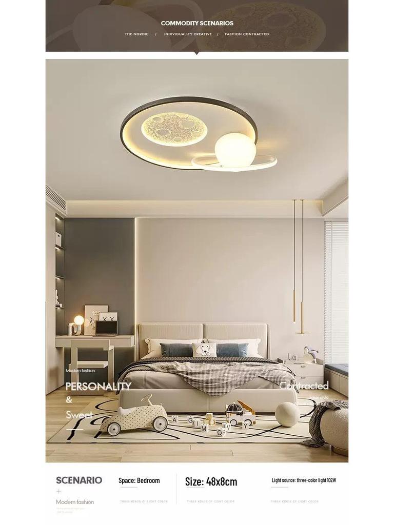 Современный Минималистичный Скандинавский Потолочный Светильник - Полноспектральный Дизайн Луны и Звездного Неба для Главной и Детской Спален