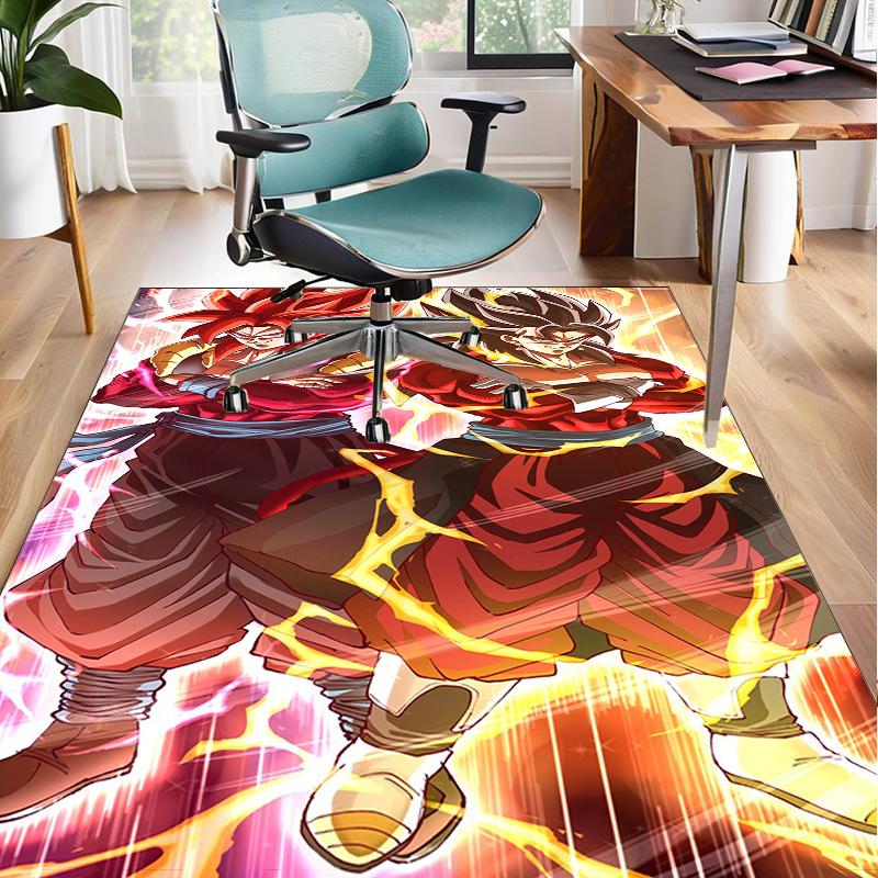 Goku Anime Office Rug Chair Mat, Game Carpet, Suitable for Front Door, Bedroom, Living Room, Desk, Holiday Gift