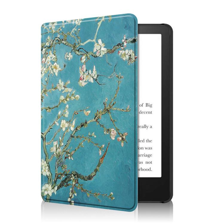 Художественный кожаный чехол с цветочным принтом для Kindle Paperwhite 10-го поколения - Youth Edition с функцией автосна/пробуждения
