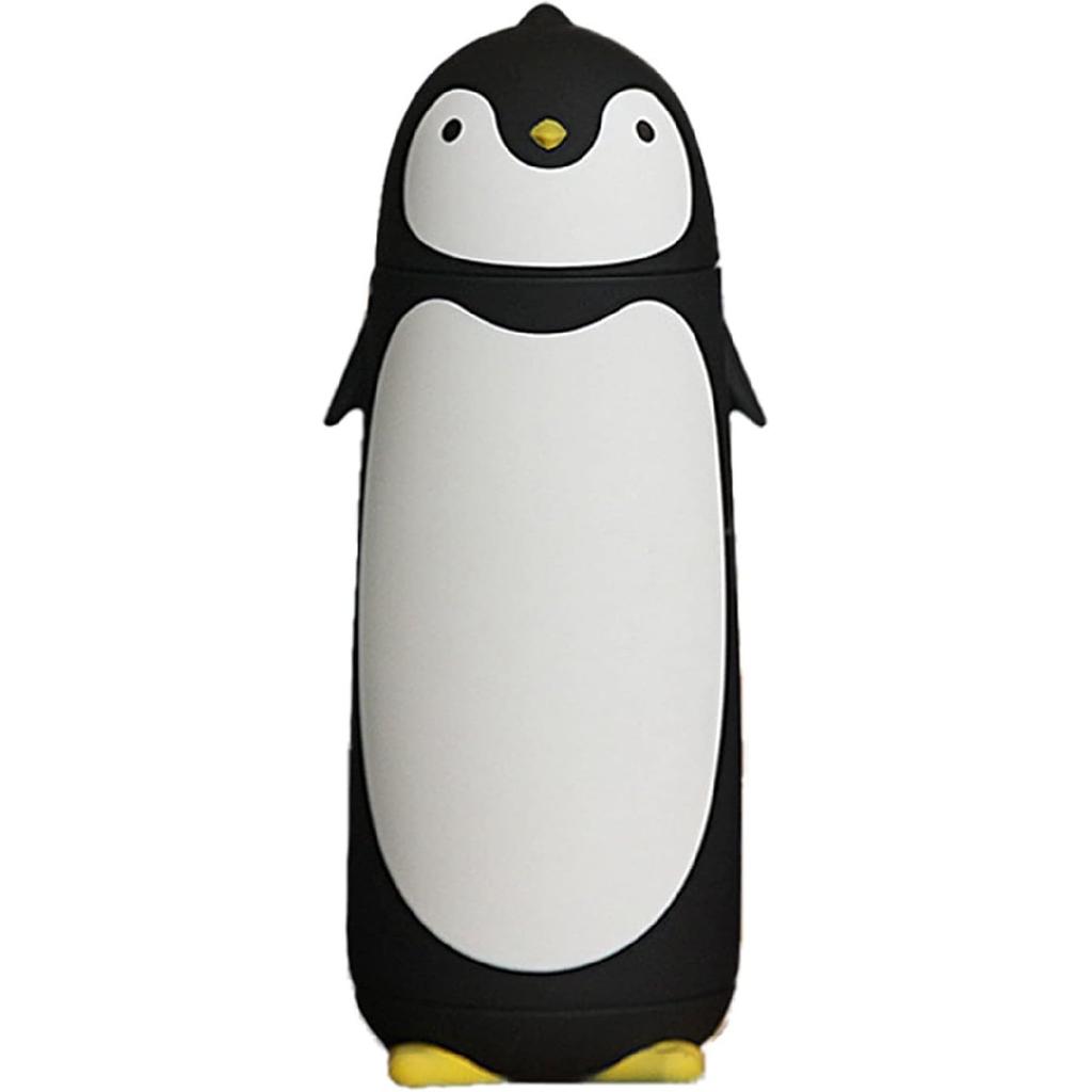Penguin Water Bottle,300ml Cute Penguin Thermal Vacuum Insulated Water Bottle Leak Resistant Flip Cold for Home, Office(Black)