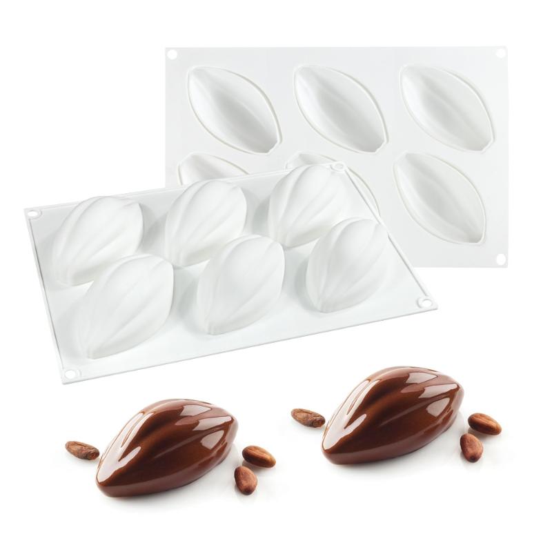 6-Cavity Silicone Mold Non-Stick Cocoa Fruit Baking Tool for Mousse Cake Olive Chocolate Desserts Food-Grade Pastry Mold
