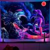 УФ-реактивное полотно с подсветкой, триповый череп, инопланетянин, гриб, 2D плоская печать, персиковая кожа, настенное панно, эстетичный декор для спальни