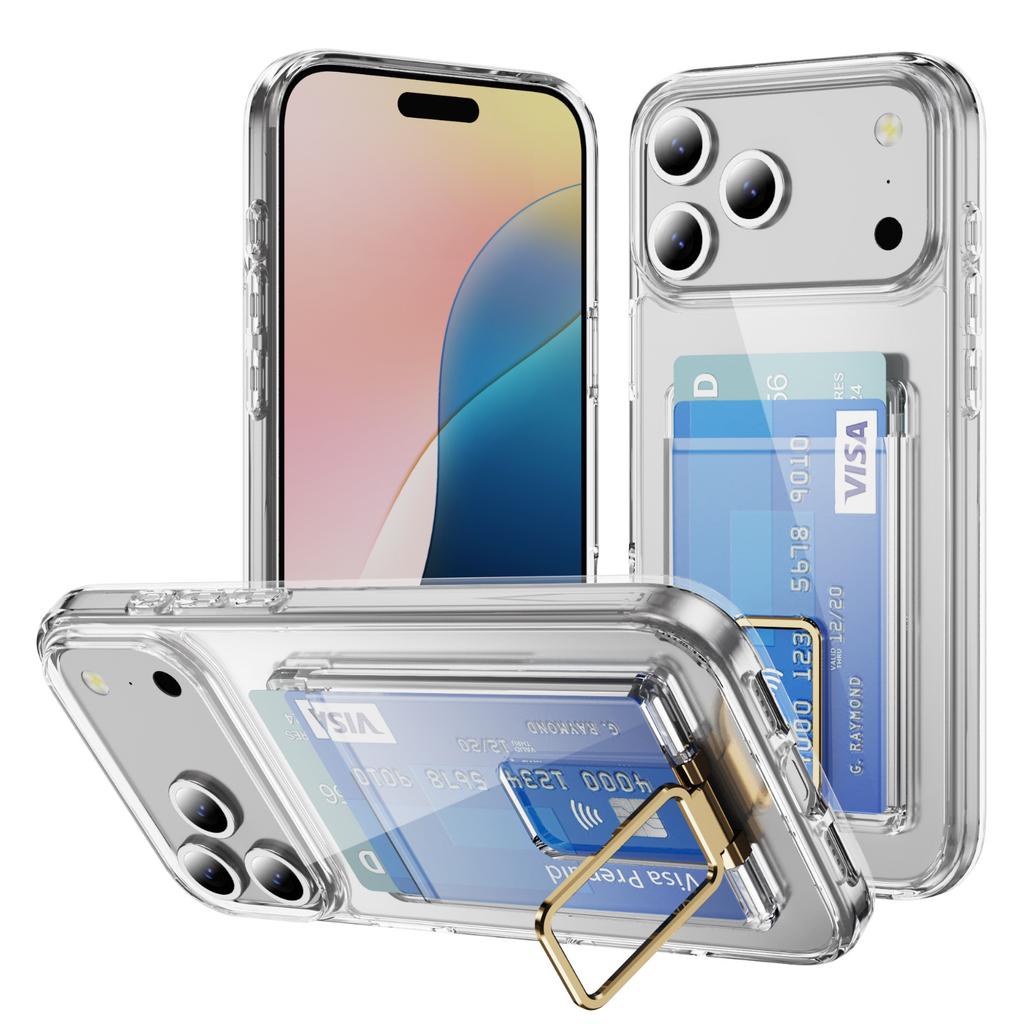 For Apple 17pro Mobile Phone Case Card Holder 2-in-1 Multi-function Ins Transparent for Apple Mobile Phone Case