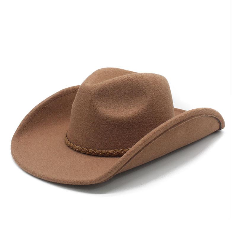 Cowboy Hat Felt Top Hat Western Gentleman'S Hat Felt Hat Jazz Hat Men'S Winter Hat