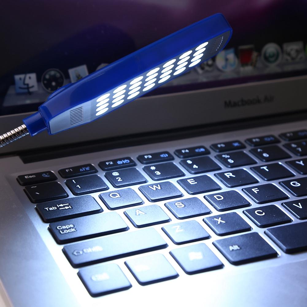 5 В Гибкая гусиная шея Мини USB 28 светодиодов Портативная лампа для чтения Компьютерная лампа с выключателем Синий