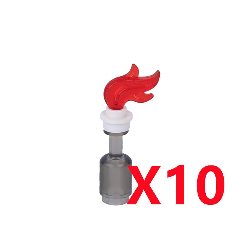 MOC Строительные блоки Костер Пламя Средневековая Бутылка вина Набор аксессуаров Модель подсвечника Мини-кирпич Совместимая игрушка Подарок Сделай сам X019