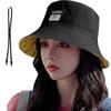 Шляпа с защитой от УФ-излучения для двусторонней защиты от УФ-излучения Однотонная Английский Маленькое лицо Поставляется со шнурком Номер Черный Женщины, Защита, Защита, &