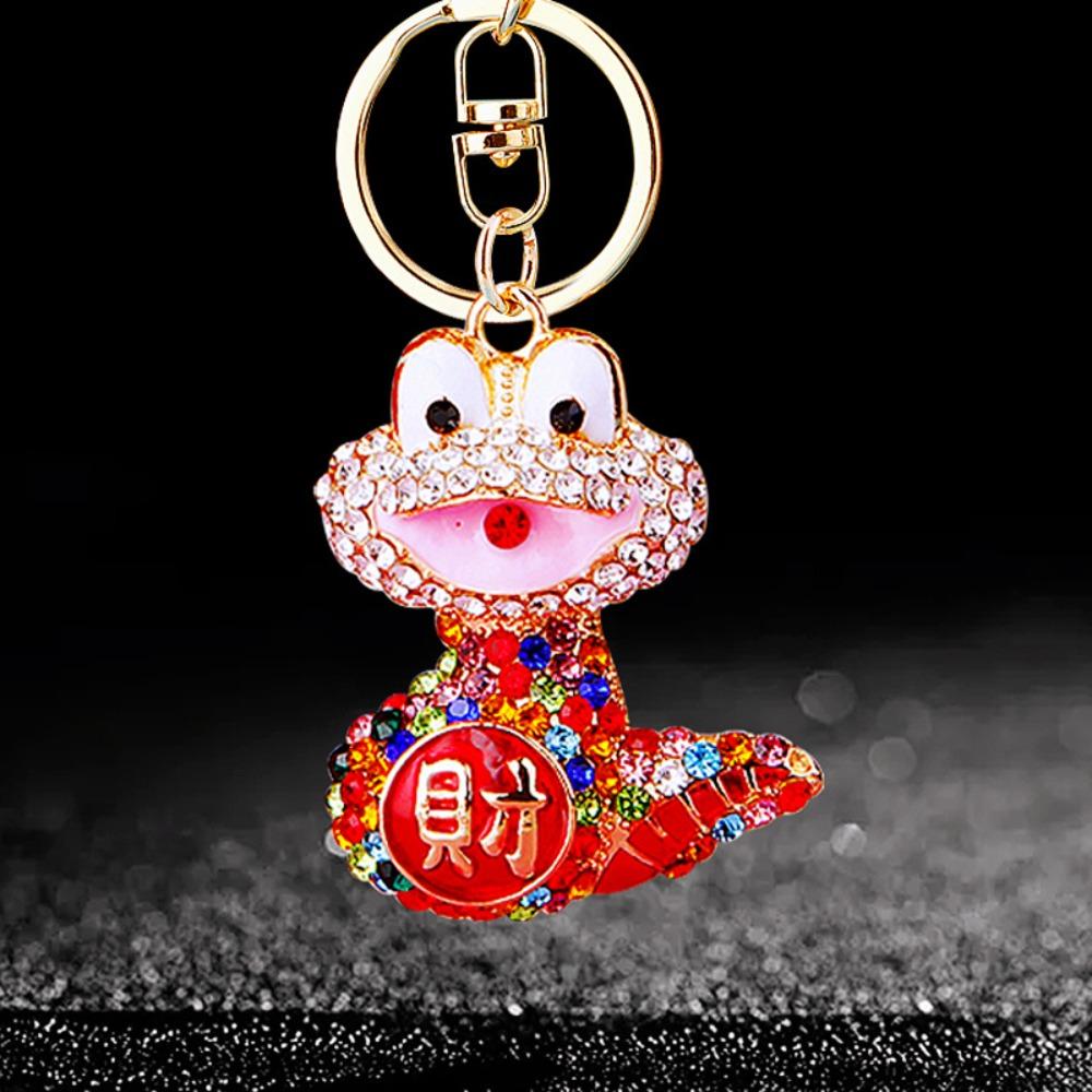 Fortune Rhinestone Snake Keychain Exquisite Women's Bag Pendant Cute Snake Lucky Pendant  Couple
