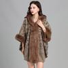 Женская роскошная вязаная шаль из искусственного меха, осень-зима, мягкая теплая шаль, накидка с капюшоном, объемная накидка, кардиган из искусственного меха кролика рекса, плащ, шаль, накидка