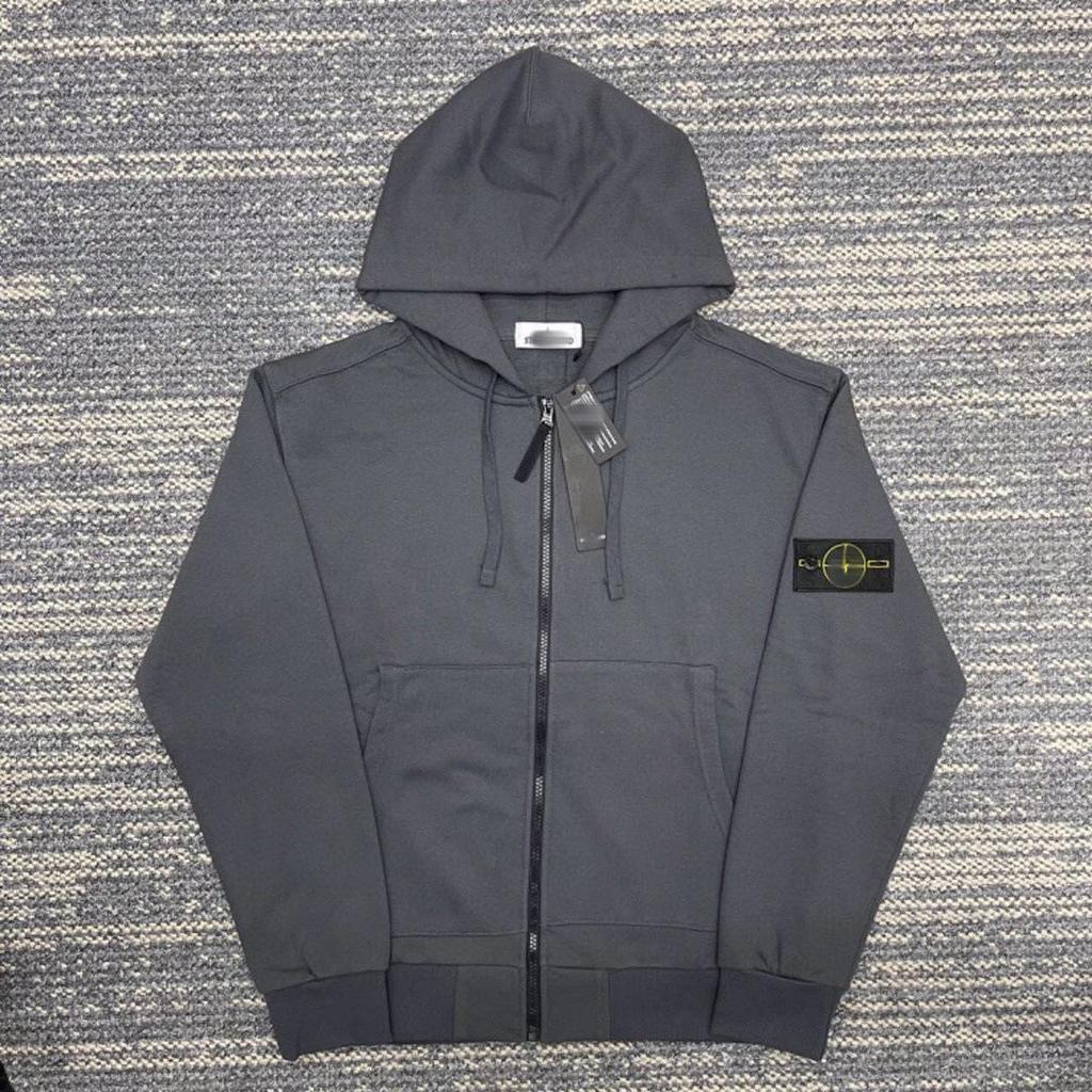 Обновленная унисекс толстовка с камнями: Осенне-зимняя однотонная куртка-толстовка на молнии в стиле бейсбольной куртки с нашивкой на рукаве и значком.