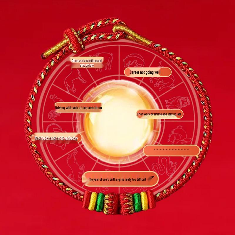 2026 Year of the Horse Red String Bracelet - Zodiac Benming Buddha Woven Rope for Men and Women