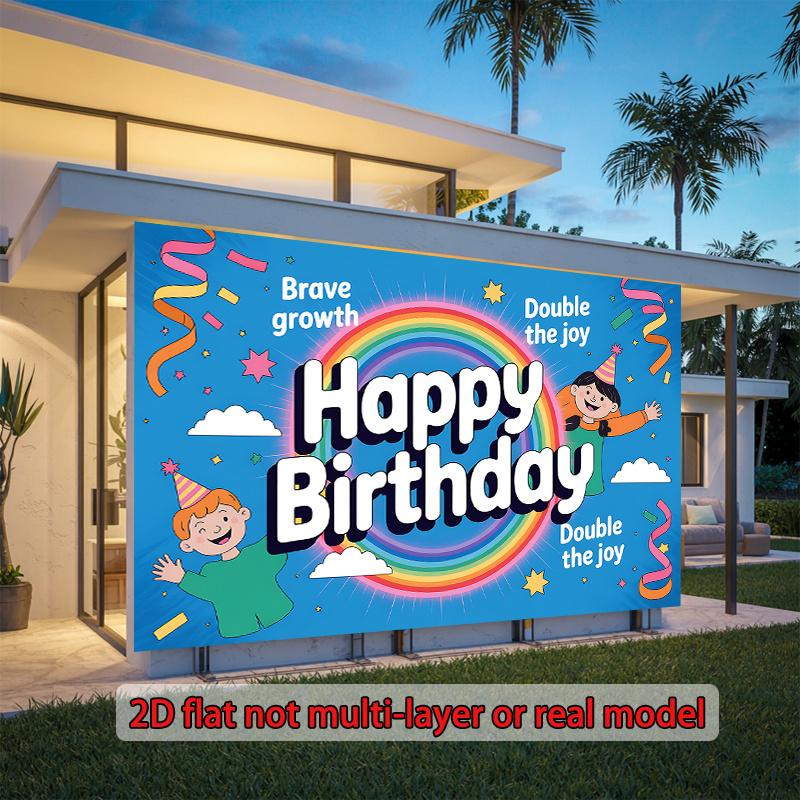 2D plane rainbow birthday celebration background fabric home decoration room decoration polyester fiber
