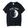 Черная футболка с принтом группы Dead Moon Хлопок Полный размер Длинный или короткий рукав Винтажная стирка Универсальная Удобная Дизайнерская одежда