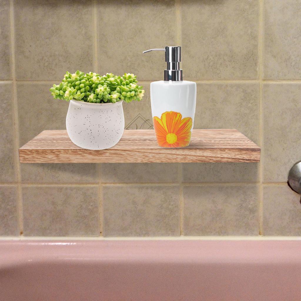 Floating Wall Shelf Modern Wood Bathroom Storage Shelves Spacesaving Sturdy Rustic Bedroom Nursery Solid MountBracket Hardware