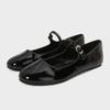 Fashion Black Patent Leather Narrow Buckle Design Ballet Flats Women Elegant Round Toe Shallow Brand Mary Jane Shoes Cozy Non-slip Flats