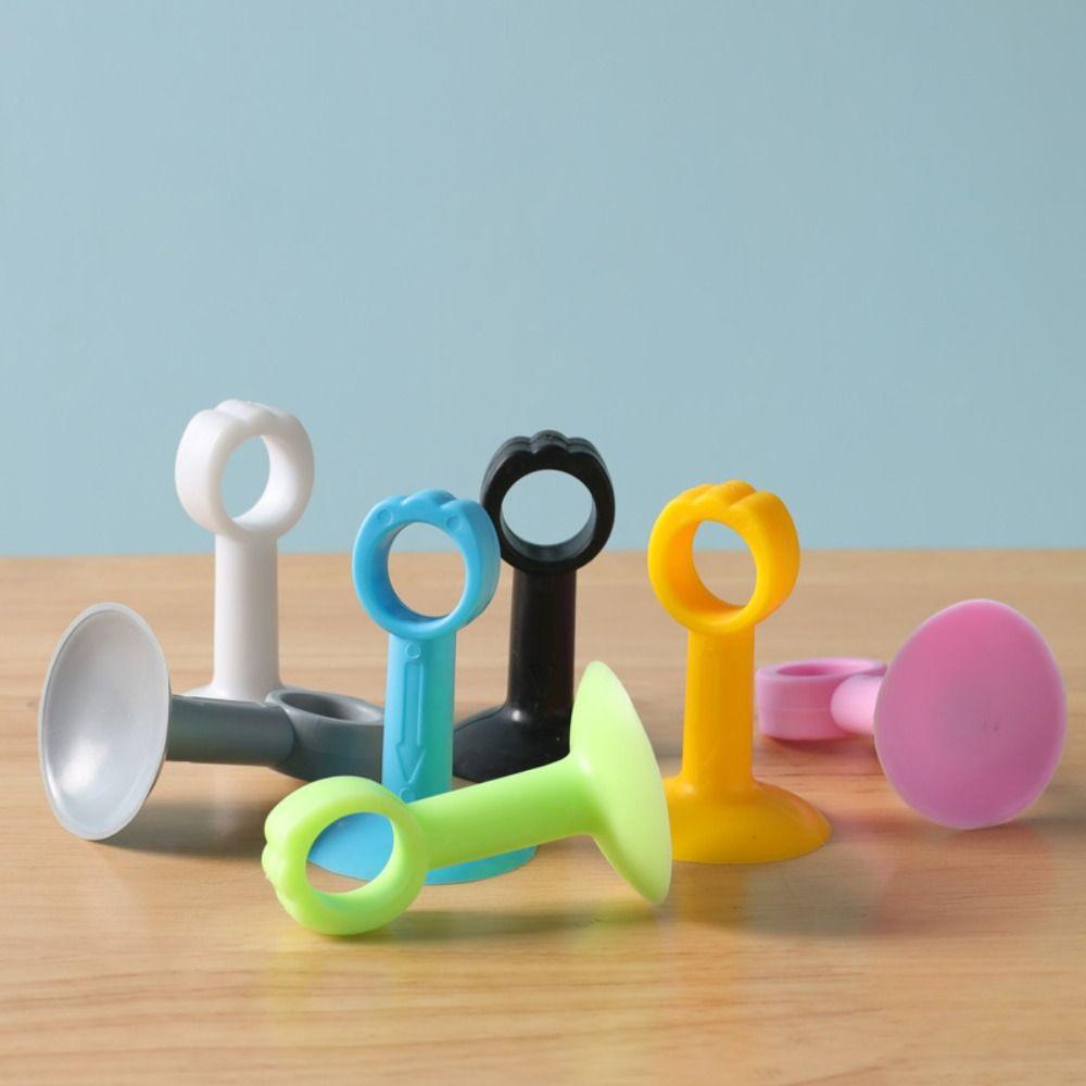 3cps Silicone Door Stoppers Suction Cup Type Door Handle Cover Crash Pad Door Handle Bumper Home