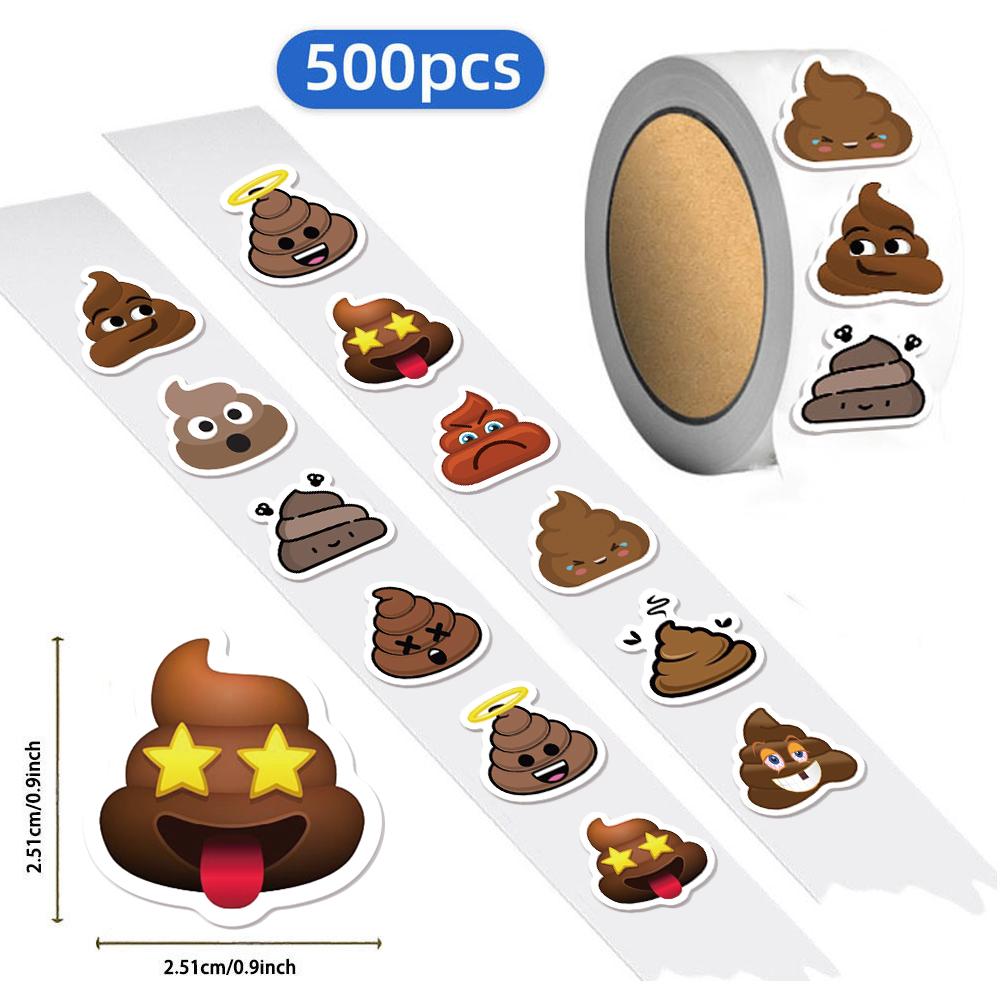 500PCS Cartoon Evil Fun Poop Roll Sticker Small Pattern DIY Luggage Skateboard Water Cup Motorcycle Stickers
