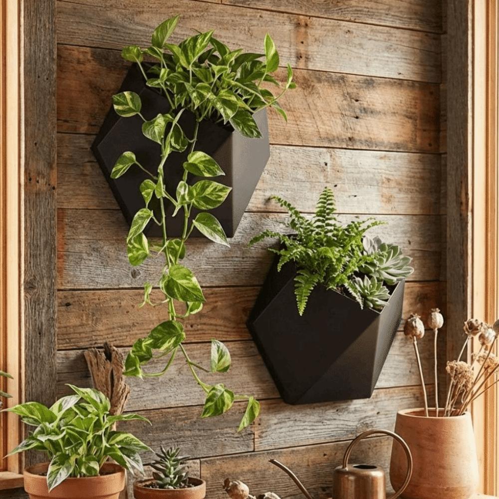 Wall-Mounted Hexagonal Flower Pot Geometric Growing Pots Wall Hanging Planter  Indoor Plants