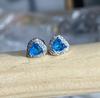 Blue love zircon stud earrings simple versatile spiral screw stud earrings