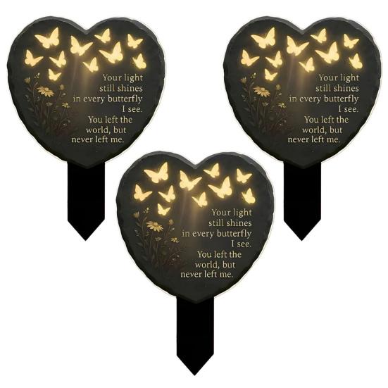 Yousheng 1/2/3 шт. Мемориальная табличка в форме сердца с бабочкой, садовый колышек, украшение, всепогодный, для улицы, двора, газона, патио, дорожки, акриловый, памятный