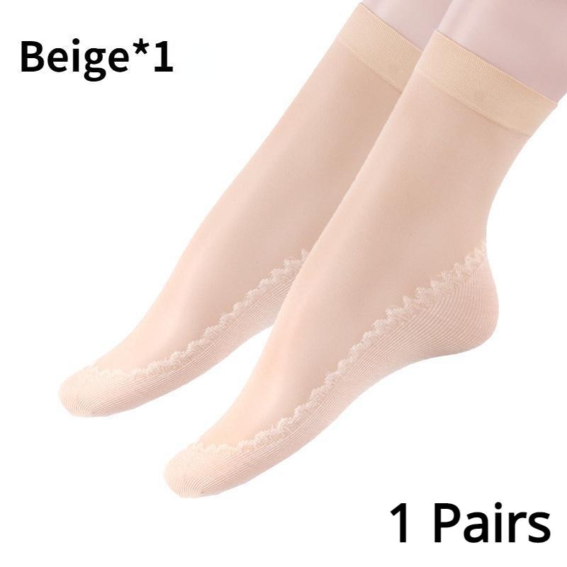 1/5/10 Pairs Women's Ultra-thin Cotton Silk Short Socks Seamless Breathable Socks