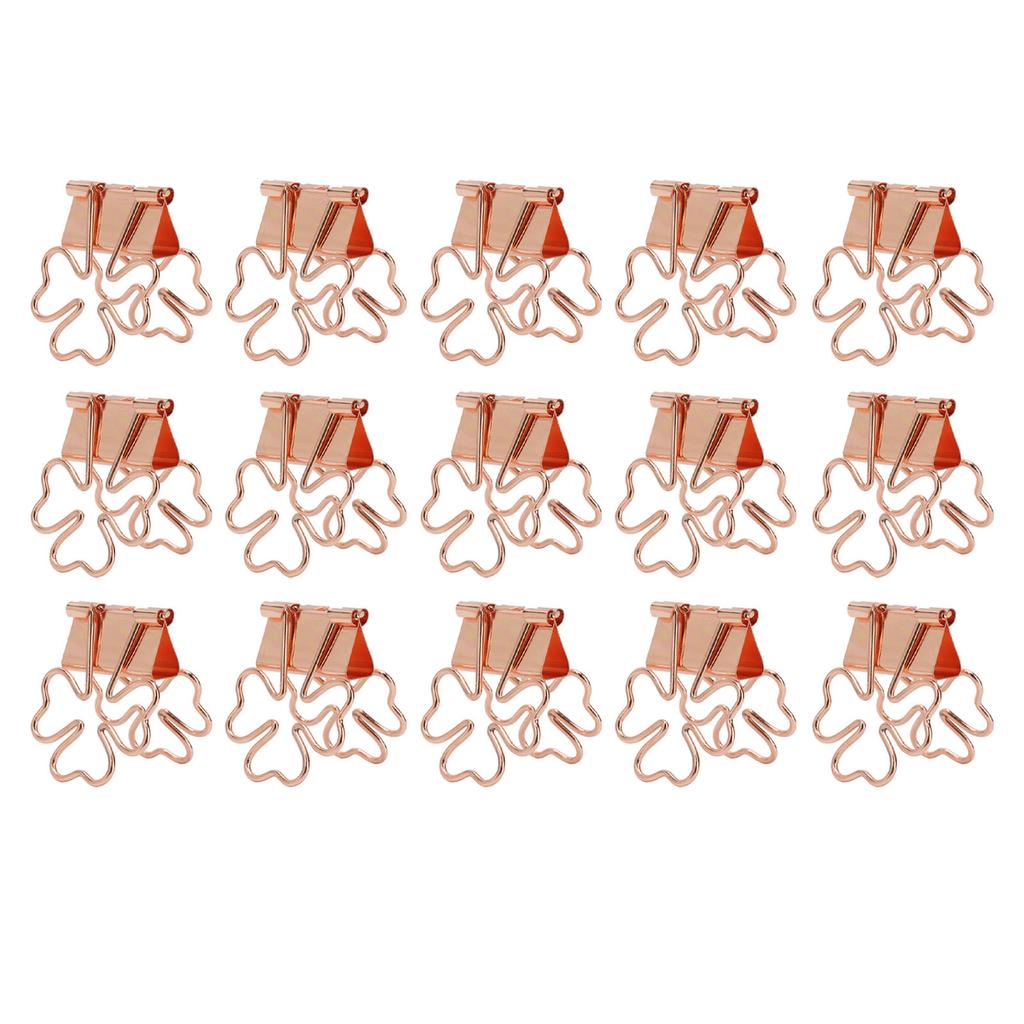 15 шт. скрепок для бумаги, симпатичные трилистники, сильная сила зажима, металлические маленькие зажимы для офиса