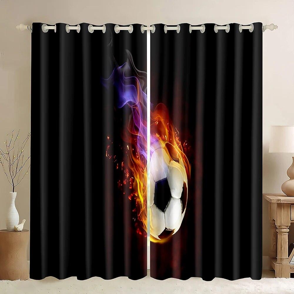 Футбольная серия, оконные шторы с узором, спортивная тема, тонкие шторы, портьеры для гостиной, спальни, детской комнаты для мальчиков, домашний декор 2023