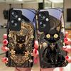 Черный Золотой Кот Для Oppo A79 5G 58 78 74 60 4G Reno 11F Realme GT 6 11 Note 50 10 C55 X2 Закаленное Стекло Черный Чехол для Телефона