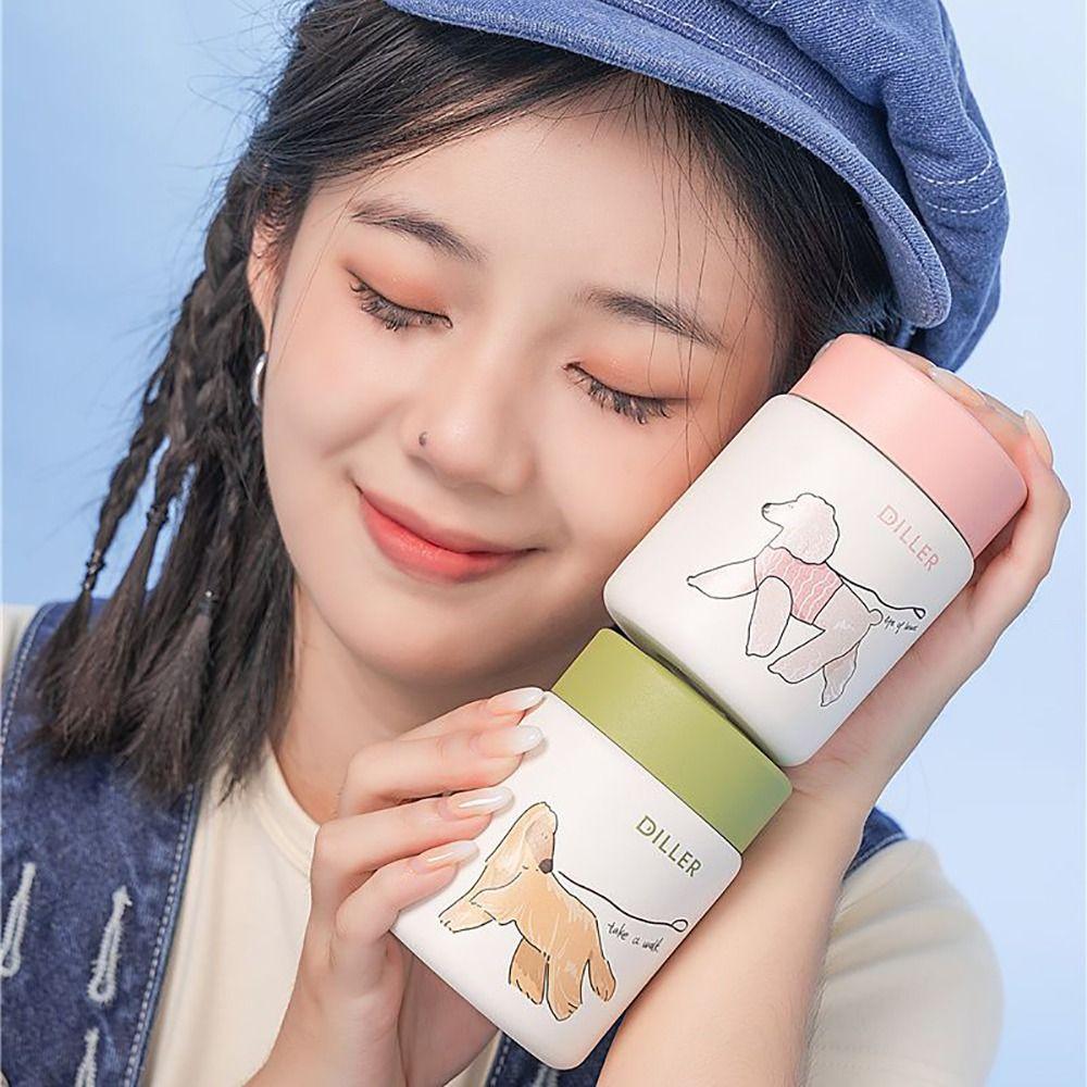 Large Capacity Thermal Water Bottle Cute Braising Beaker Portable Insulation Cup