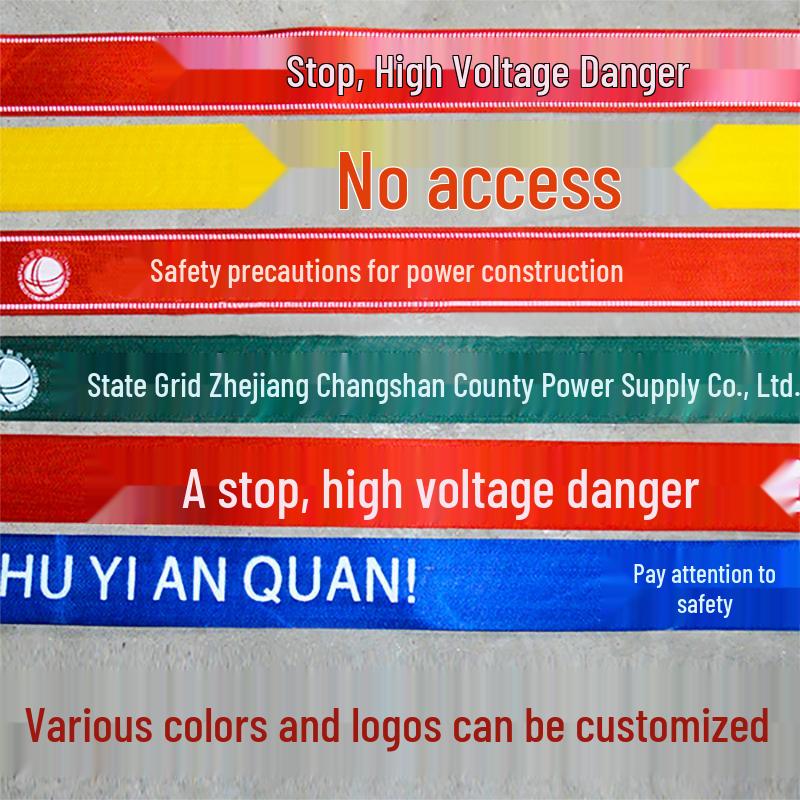Reflective Retractable Construction Warning Tape, 20-100m Thickened Canvas Isolation Belt