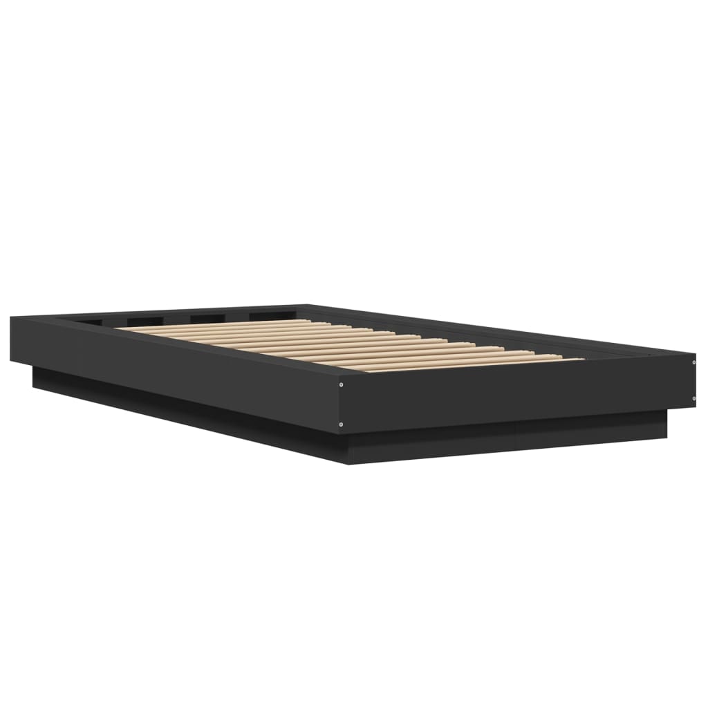 LED Bed Frame in Black 100 x 200 cm Engineered Wood