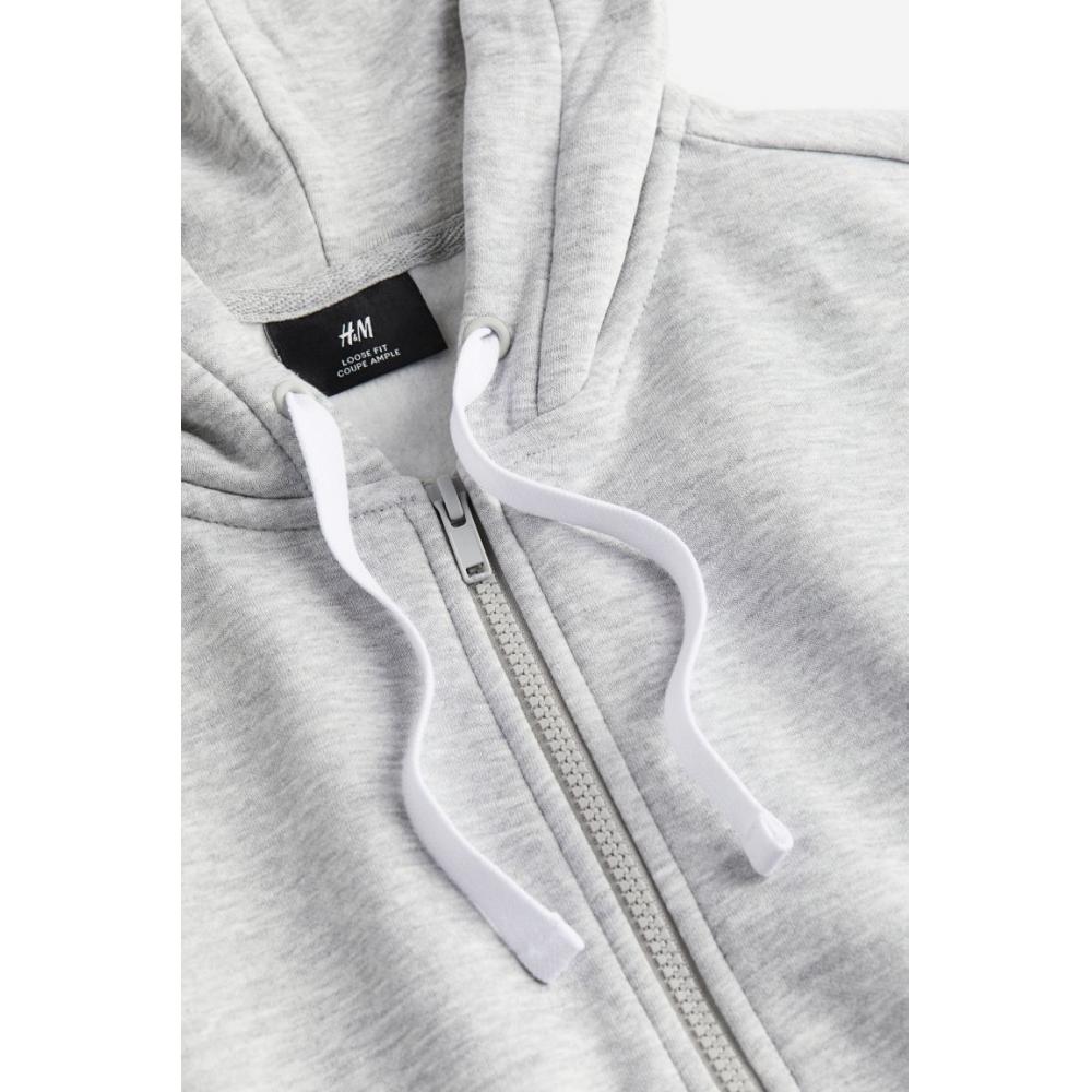 Толстовка свободного кроя на молнии HM серая меланжевая