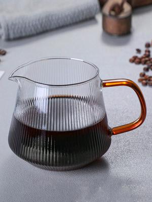 Стеклянный кофейник Leeseph для заливки кофе и чая с вертикальными полосками, безопасный для микроволновой печи и жаропрочный стеклянный корпус (400мл и 600мл)