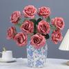 Искусственная роза 10 головок Устойчивый к УФ-лучам Искусственный шелковый цветок День святого Валентина Свадебная вечеринка Настольное украшение Центральный элемент DIY Ваза Искусственный цветущий декор
