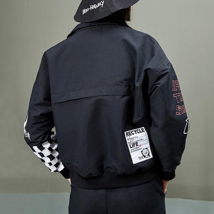 Li Ning X Panda Collaboration свободная спортивная ветровка куртка мужская куртка черная AFDP358-2