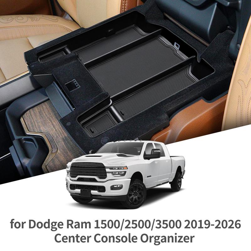 for Dodge Ram 1500 2500 3500 2019-2026 Central Armrest Storage Box Anti-slip Tray Organizer Interior Accessories Black